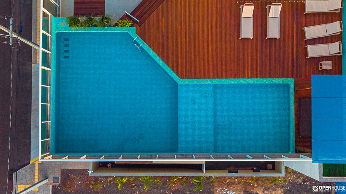 Vista aérea da piscina, projeto Edifício Amaranto